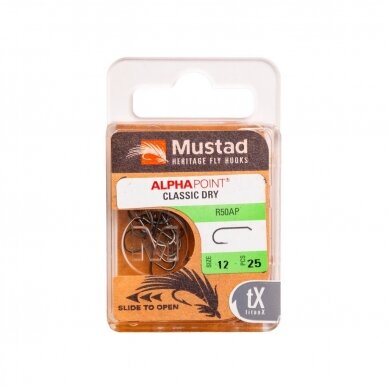 Kabliukai Heritage R50 Dry Fly Mustad 25vnt. 1