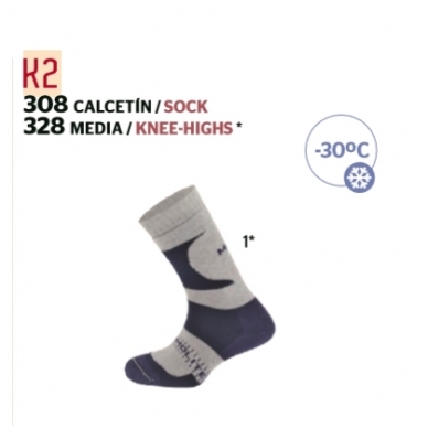 Winter socks Mund K2 308 made in Spain -30C